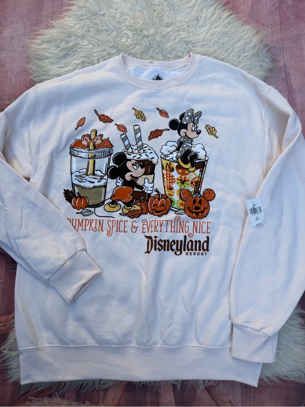 Pumpkin Spice Mickey Crewneck Sweater - Light Pink